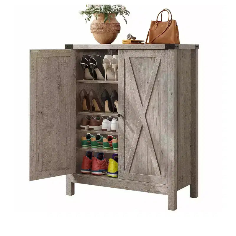 5-Tier Shoe Storage Cabinet Storage Cupboard Unit Sneaker Organizer Shoe Organizer Entryway Shoe Rack With 2 Doors