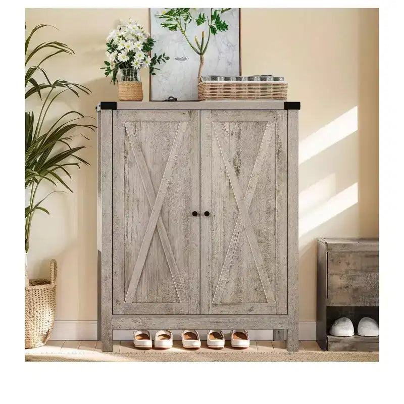 5-Tier Shoe Storage Cabinet Storage Cupboard Unit Sneaker Organizer Shoe Organizer Entryway Shoe Rack With 2 Doors