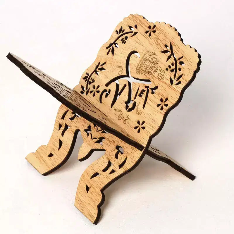 Book Stand, Wooden Quran Holder 7.72X4.96X0.75 - Folding Vintage Bible Stand Decorative for Prayer Reading Eid Chapel