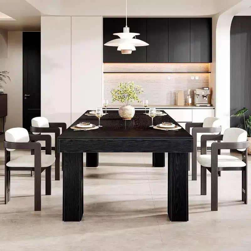 63 Inch Modern Rectangular Dining Table with Heavy Duty Tapered Legs for Dining Room, Cafe, Restaurant