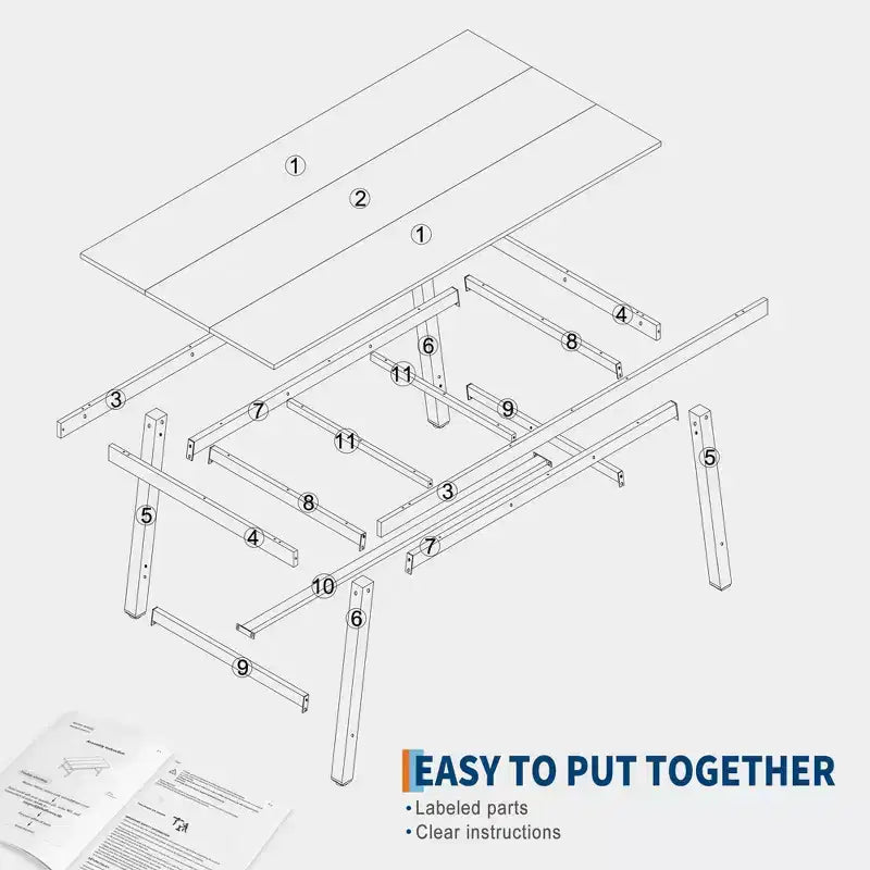 Industrial Dining Table for 6-8 People, 70.87 Long Wooden Kitchen Table with Sturdy Metal Frame & Rustic Brown Finish (Brown, 70.87 Long)