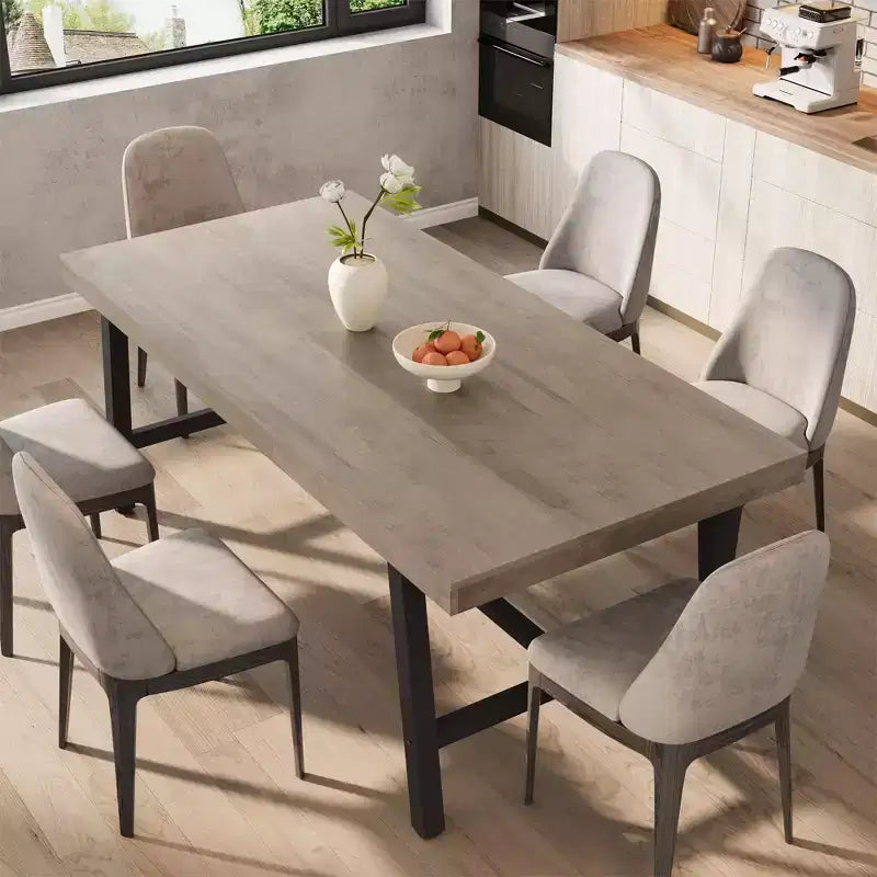 Industrial Dining Table for 6-8 People, 70.87 Long Wooden Kitchen Table with Sturdy Metal Frame & Rustic Brown Finish (Brown, 70.87 Long)