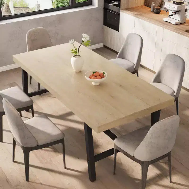 Industrial Dining Table for 6-8 People, 70.87 Long Wooden Kitchen Table with Sturdy Metal Frame & Rustic Brown Finish (Brown, 70.87 Long)