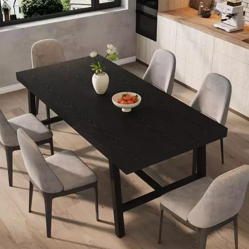 Industrial Dining Table for 6-8 People, 70.87 Long Wooden Kitchen Table with Sturdy Metal Frame & Rustic Brown Finish (Brown, 70.87 Long)