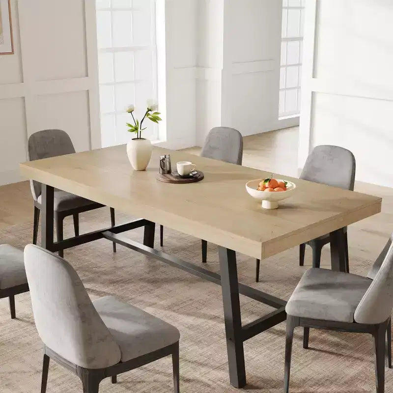 Industrial Dining Table for 6-8 People, 70.87 Long Wooden Kitchen Table with Sturdy Metal Frame & Rustic Brown Finish (Brown, 70.87 Long)