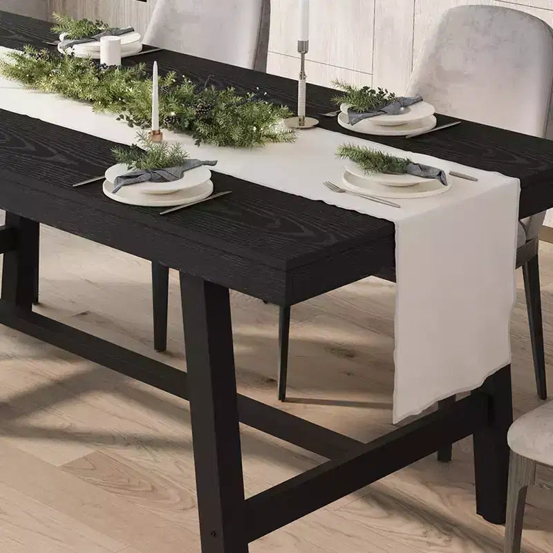 Industrial Dining Table for 6-8 People, 70.87 Long Wooden Kitchen Table with Sturdy Metal Frame & Rustic Brown Finish (Brown, 70.87 Long)