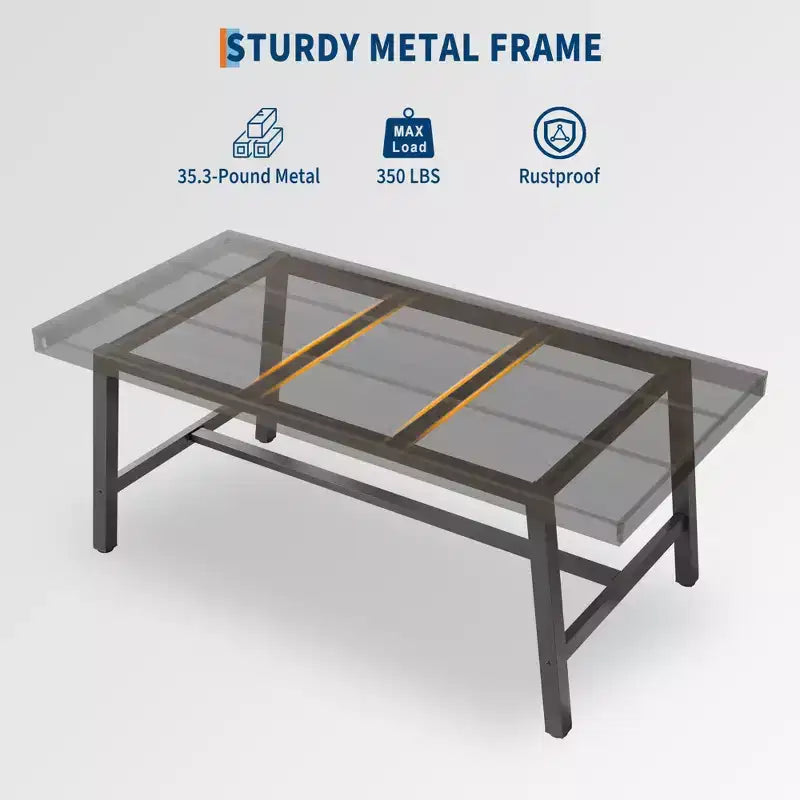 Industrial Dining Table for 6-8 People, 70.87 Long Wooden Kitchen Table with Sturdy Metal Frame & Rustic Brown Finish (Brown, 70.87 Long)