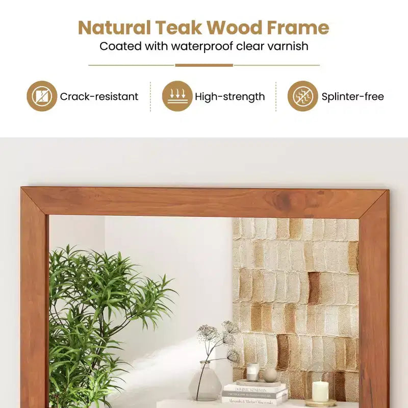 27.5 x 20 Inch Farmhouse Rectangle Wall Mirror with Shelf