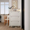 Okak Stylish Shoe Cabinet, Shoe Storage Cabinet with 3 Flip Drawers and Independent Legs, Narrow Shoe Cabinet for Living Room, Hallway, Glossy White