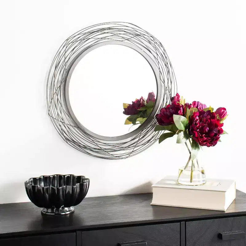 Square Wall Mirror, 20.8 x 20.8 Inch, Black Frame, Modern Decorative Mirror