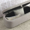 GustoWave Upholstered Modern Storage Ottoman Bench, Footrest Padded Seat with Safety Hinge, Linen Fabric, 18.5''D x 45.5''W, Grey