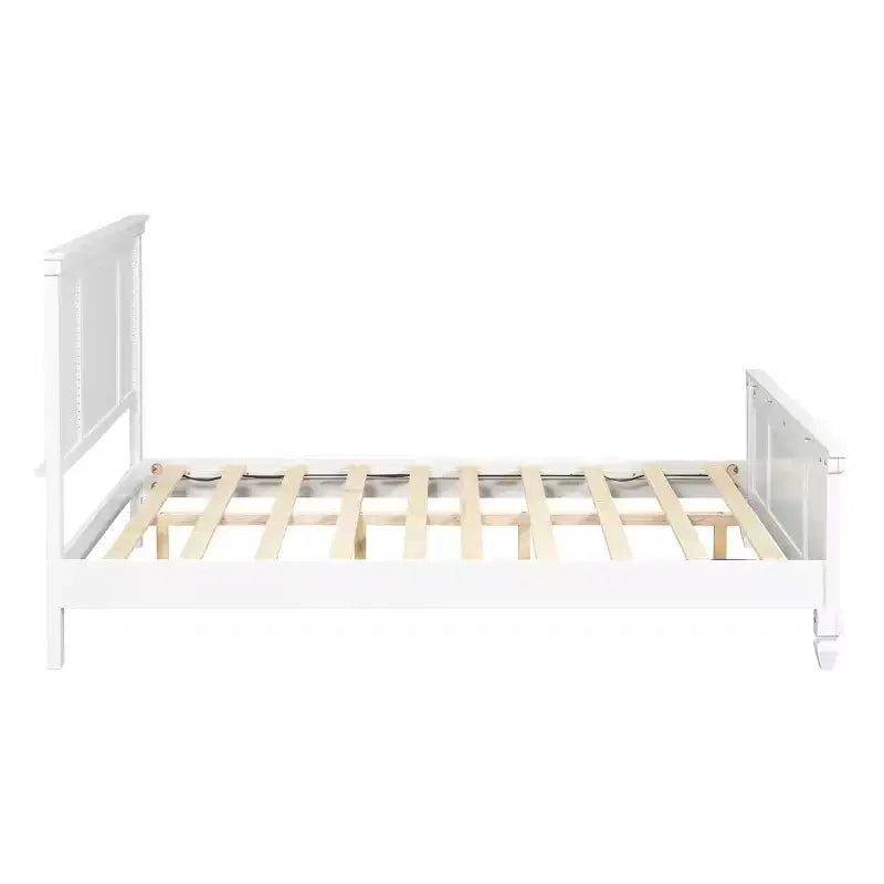 Farmhouse Platform Bed with Wood Headboard, Pine & MDF Frame, No Box Spring, Queen/King