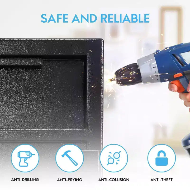 Steel Drop Safe Box, Electronic Cash Drop Box, Digital Safety Deposit Box with Keypad, Emergency Key, Fireproof Floor Safe Box Safes