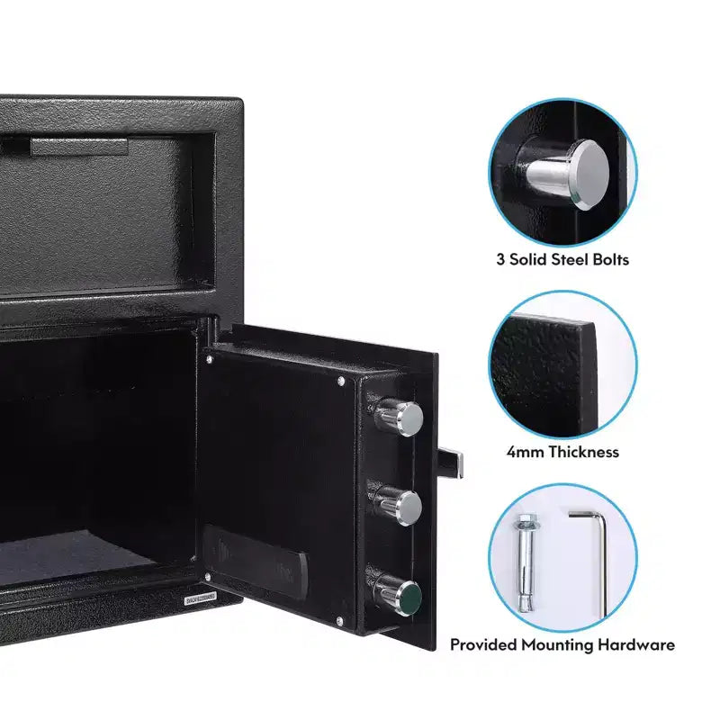 Steel Drop Safe Box, Electronic Cash Drop Box, Digital Safety Deposit Box with Keypad, Emergency Key, Fireproof Floor Safe Box Safes