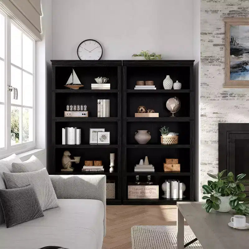 67.4 Farmhouse 5-Tier Bookshelf - Tall Wood Storage Shelf for Living Room & Home Office
