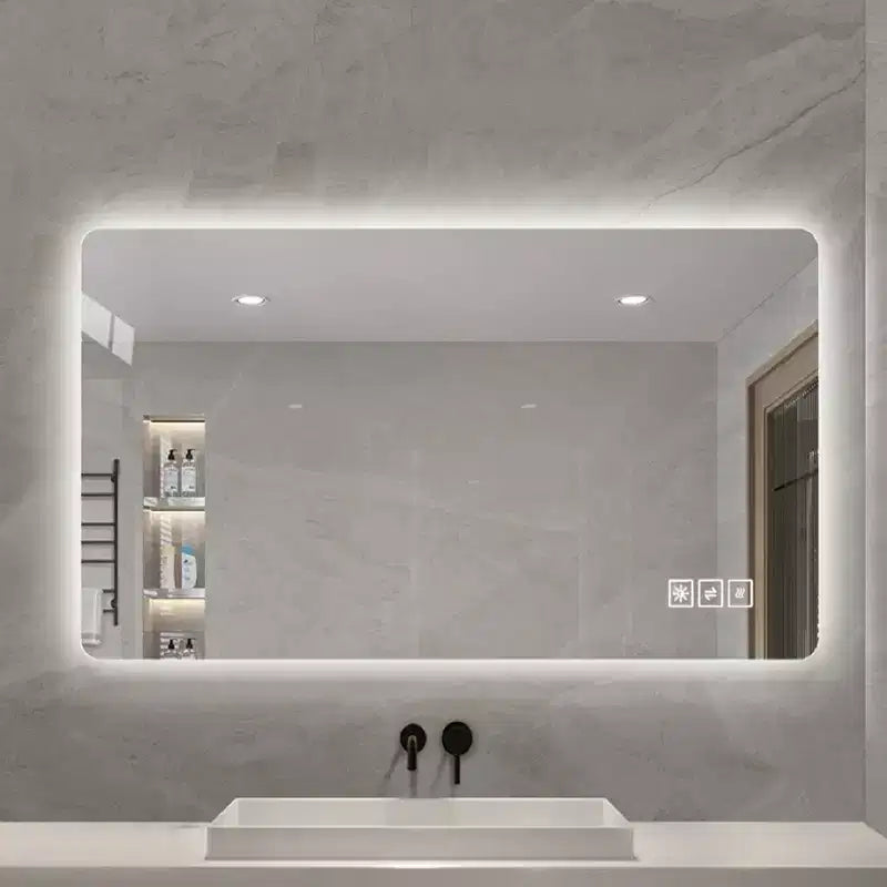 Rimless Anti-Fog Bathroom Wall Mirror with Touch Control & Defogging, Multi-Layer Protection