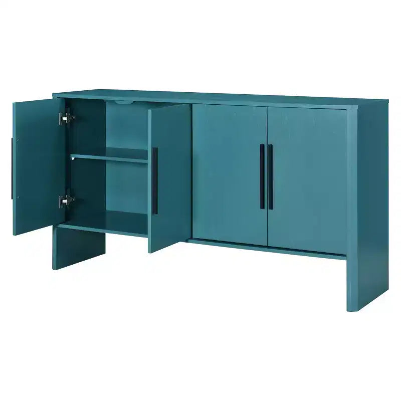 59" 4-Door Wood Sideboard Buffet Cabinet with Adjustable Shelves & Long Handles, Kitchen Living Room