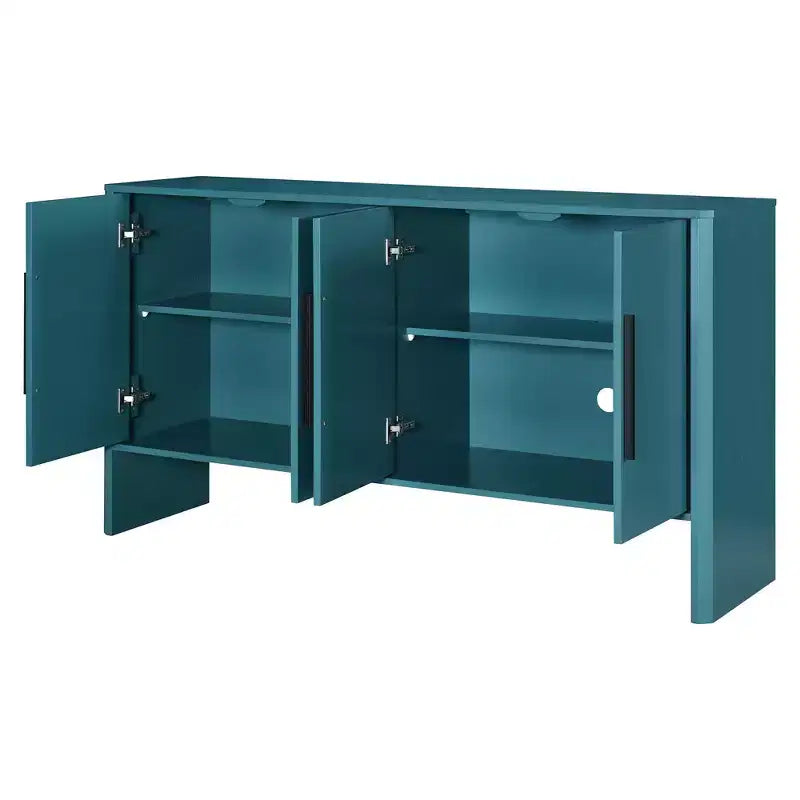59" 4-Door Wood Sideboard Buffet Cabinet with Adjustable Shelves & Long Handles, Kitchen Living Room