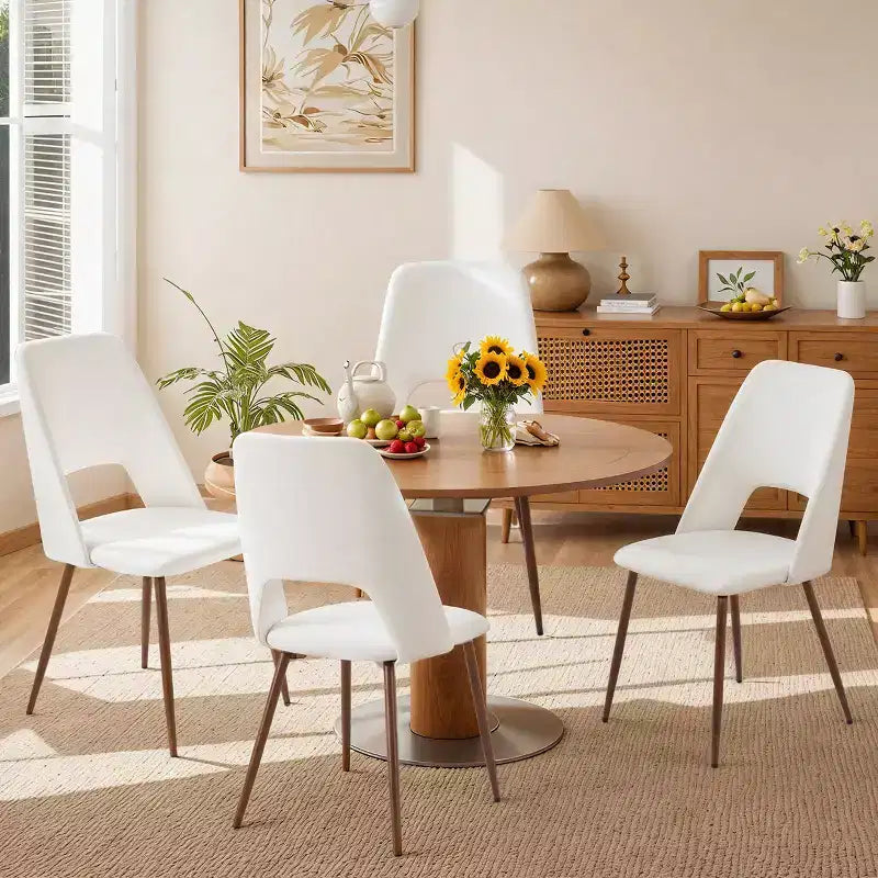 EROMMY Upholstered Dining Chairs Set Of 4 With Walnut Metal Legs (Set of 4)
