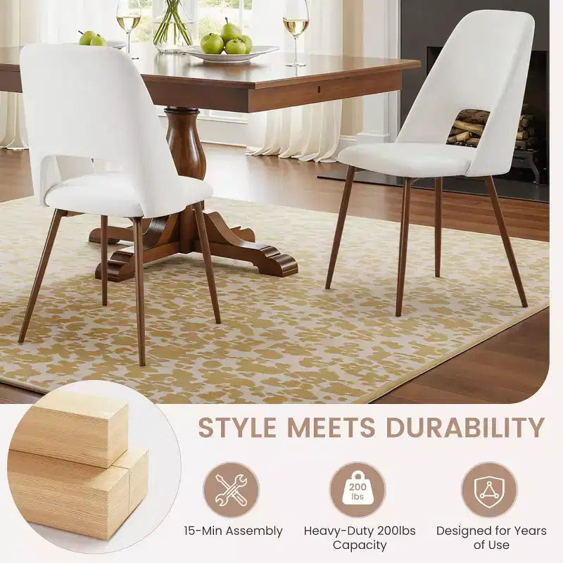 EROMMY Upholstered Dining Chairs Set Of 4 With Walnut Metal Legs (Set of 4)
