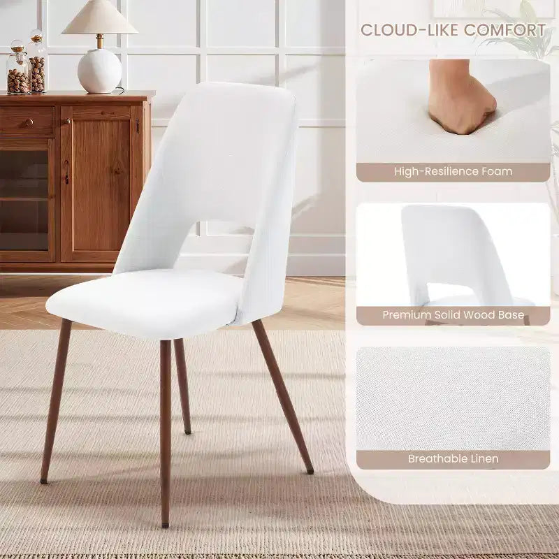 EROMMY Upholstered Dining Chairs Set Of 4 With Walnut Metal Legs (Set of 4)