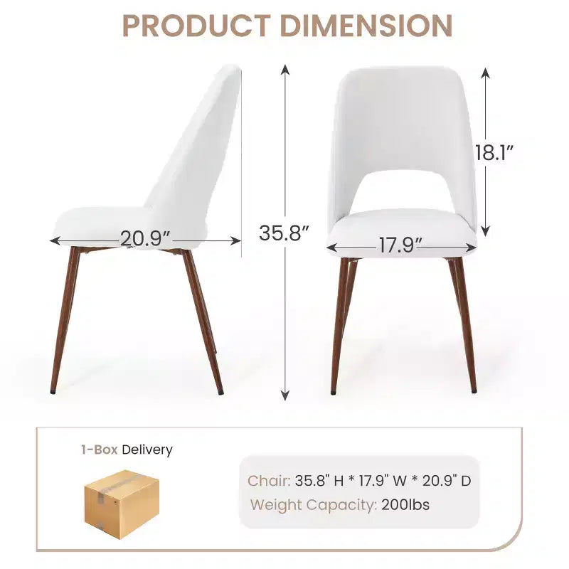 EROMMY Upholstered Dining Chairs Set Of 4 With Walnut Metal Legs (Set of 4)