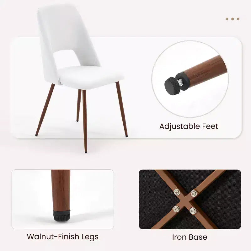 EROMMY Upholstered Dining Chairs Set Of 4 With Walnut Metal Legs (Set of 4)