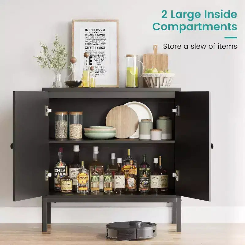 Rattan Buffet Cabinet with Adjustable Shelf, Farmhouse Boho Sideboard for Dining Room, Entryway & Living Room Storage