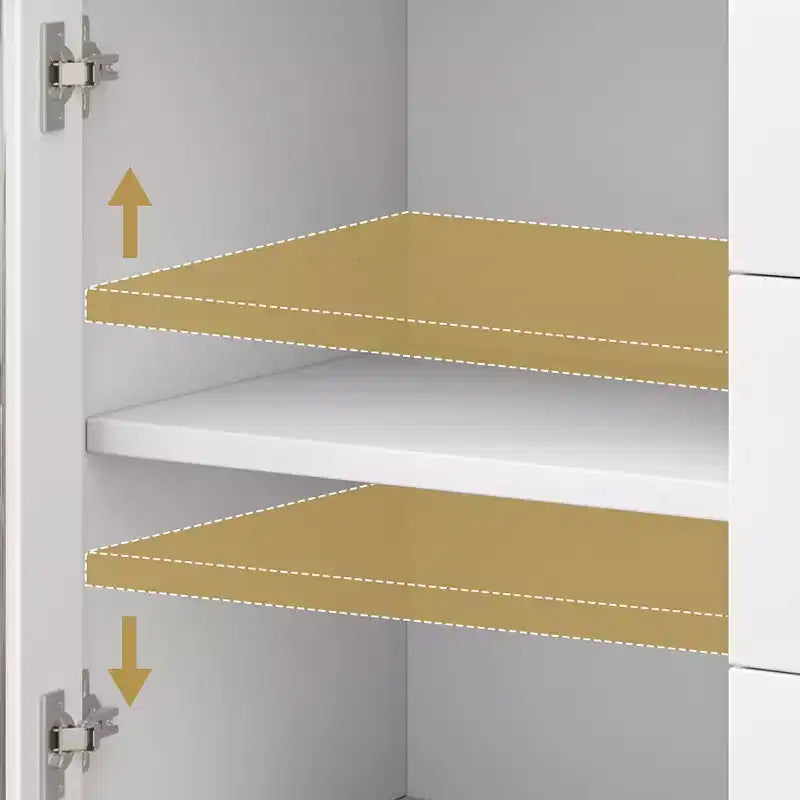 Modern Sideboard Buffet Cabinet with Fluted Glass Doors, 3 Drawers & Adjustable Shelf