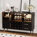 COZONY 47in Wine Bar Cabinet with LED Lights & Charging, Modern Home Bar with Wine Rack & Storage