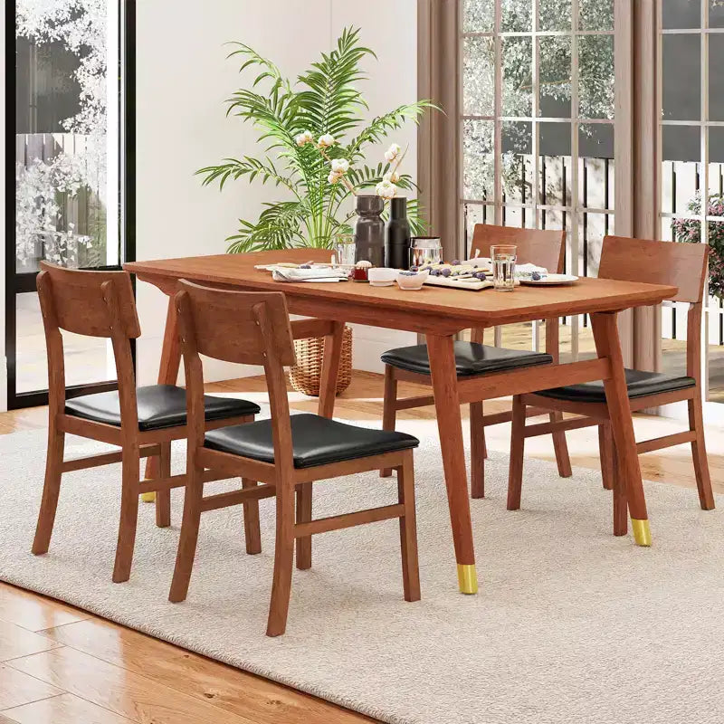 Upholstered Dining Chairs Set of 2 or 4 with Rubber Wood Legs and Curved Backrest