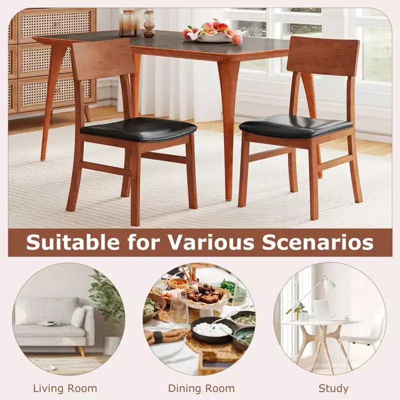 Upholstered Dining Chairs Set of 2 or 4 with Rubber Wood Legs and Curved Backrest