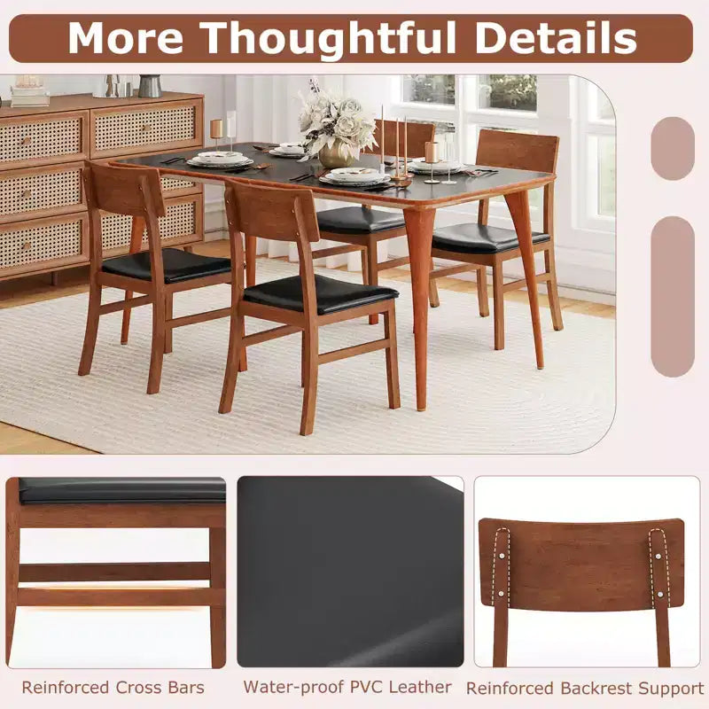 Upholstered Dining Chairs Set of 2 or 4 with Rubber Wood Legs and Curved Backrest