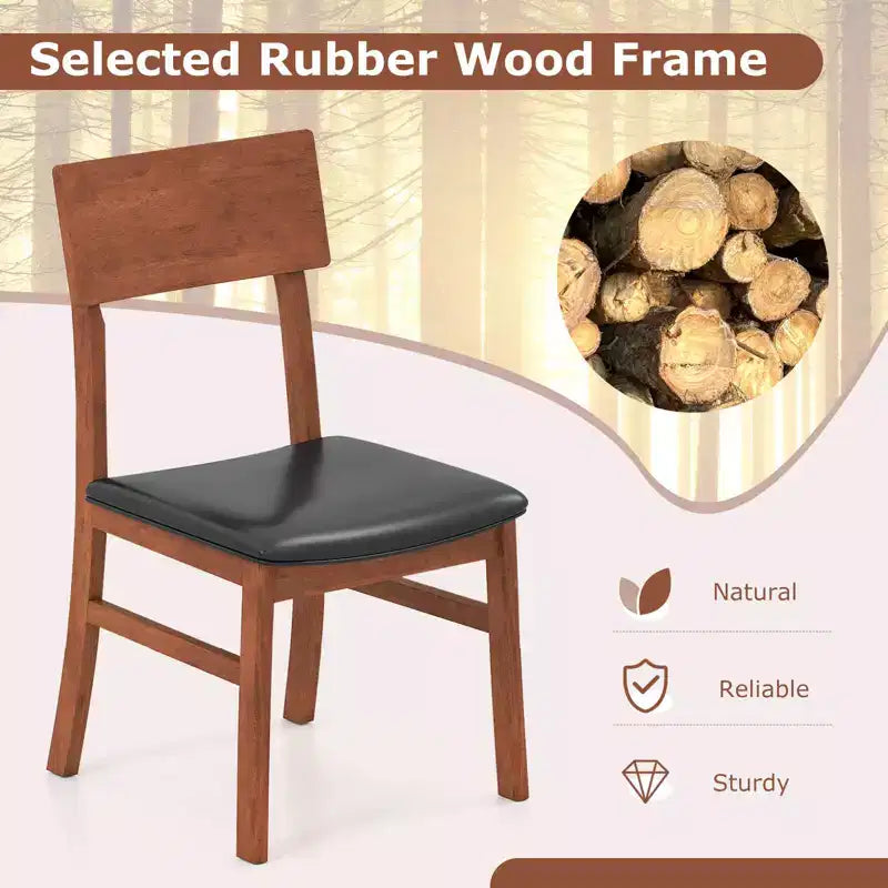 Upholstered Dining Chairs Set of 2 or 4 with Rubber Wood Legs and Curved Backrest