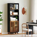 70" 5-Tier Bookcase with Reversible Adjustable Shelf and Sliding Doors