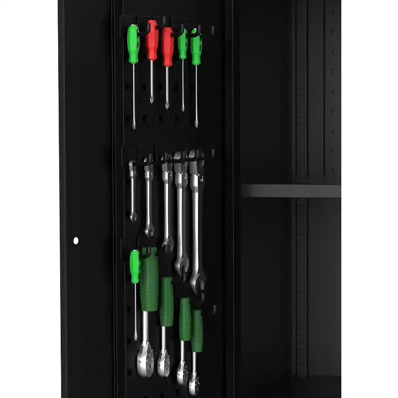 72" Lockable Metal Garage Storage Cabinet with Wheels, Pegboard & 4 Adjustable Shelves