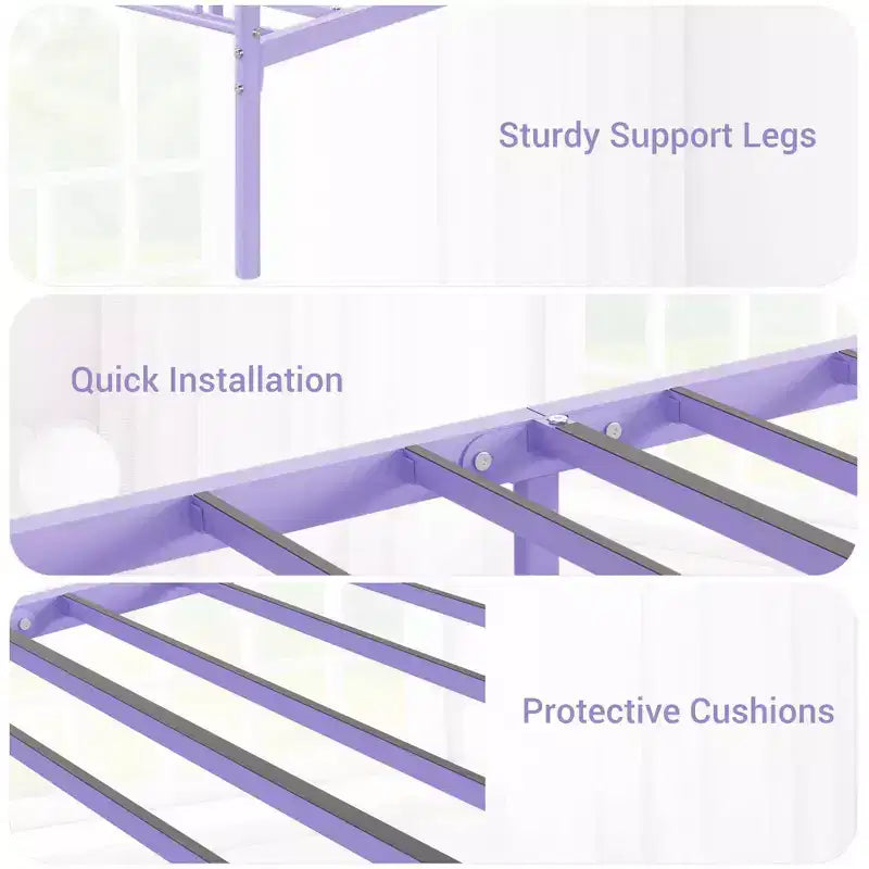 Twin Size Metal Bed Frame with Headboard & Footboard, 12.2" Platform, No Box Spring Needed