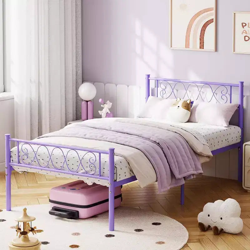TROPOW Twin Size Metal Bed Frame with Headboard & Footboard  Sturdy 12.2 Platform for Kids/Teens, No Box Spring Needed (1-Pack