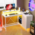 L Shaped Home Office Desk, Storage Shelves Gaming Computer Desk with Drawers & Shelves for Home Office