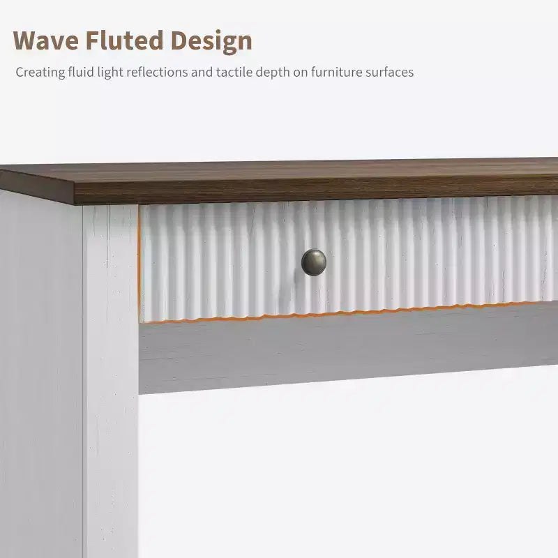54" Fluted Modern Executive Desk with File Cabinet & Drawers, Home Office Storage