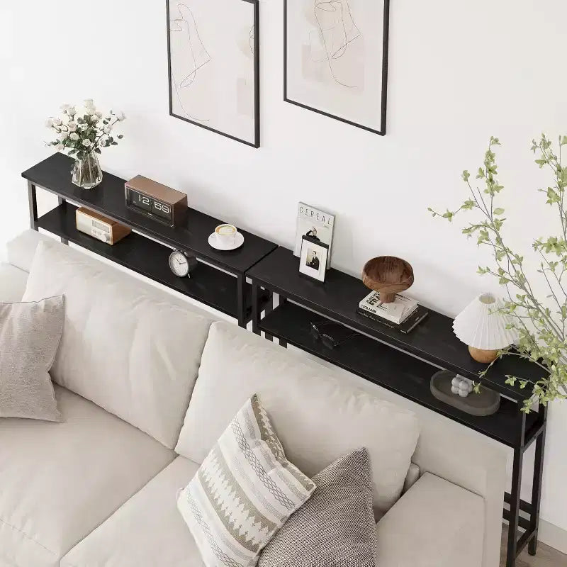 40 Inch Industrial Console Sofa Table with 2-Tier Storage, U-Shaped Metal Frame, for Entryway, Hallway, Foyer