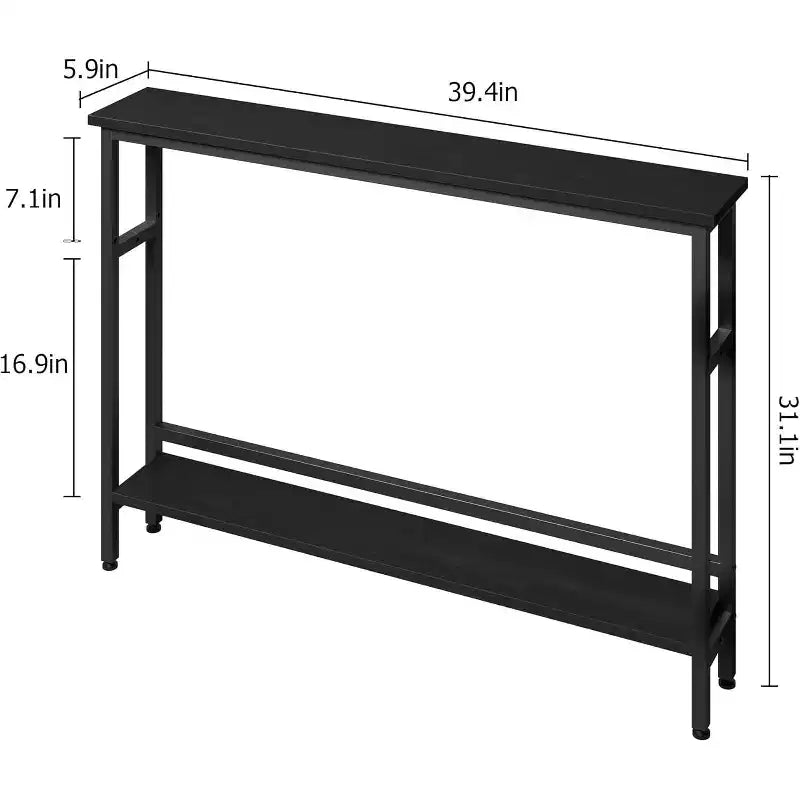 40 Inch Industrial Console Sofa Table with 2-Tier Storage, U-Shaped Metal Frame, for Entryway, Hallway, Foyer