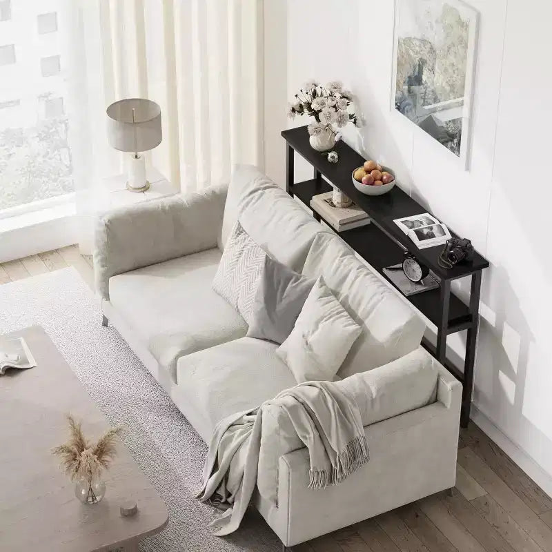 40 Inch Industrial Console Sofa Table with 2-Tier Storage, U-Shaped Metal Frame, for Entryway, Hallway, Foyer