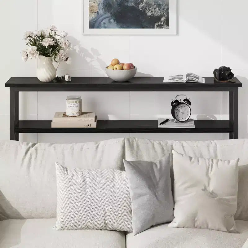 40 Inch Industrial Console Sofa Table with 2-Tier Storage, U-Shaped Metal Frame, for Entryway, Hallway, Foyer