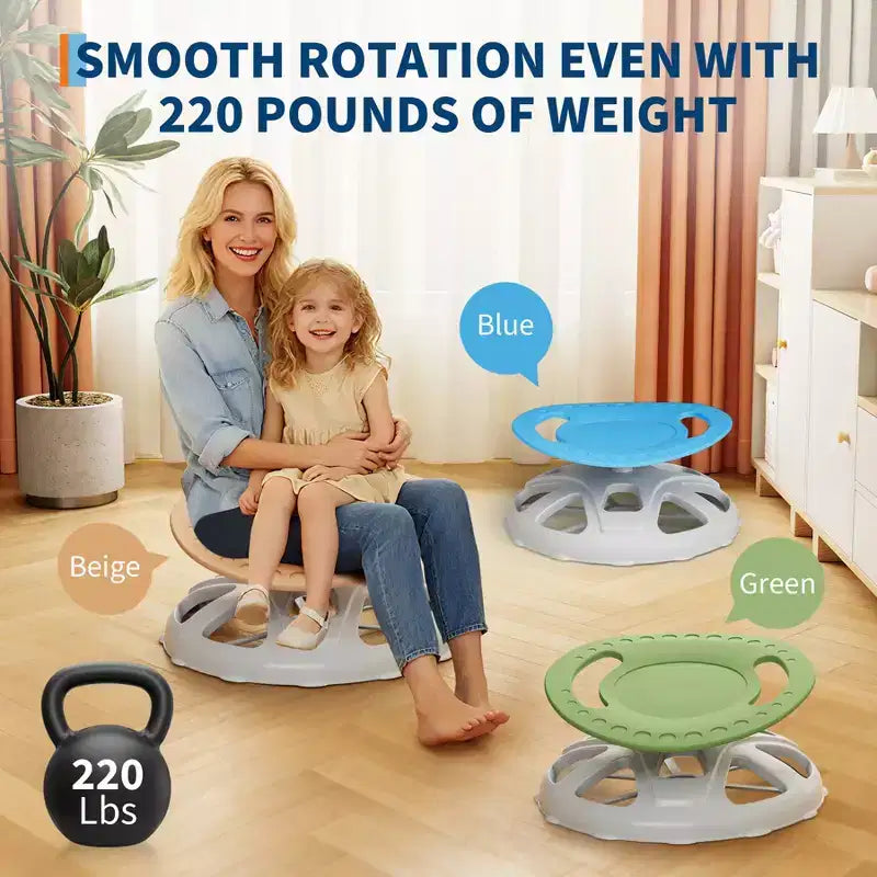 Kids Sensory Swivel Spinning Chair with Safety Handle and Non-Slip Base, Balance Training Chair
