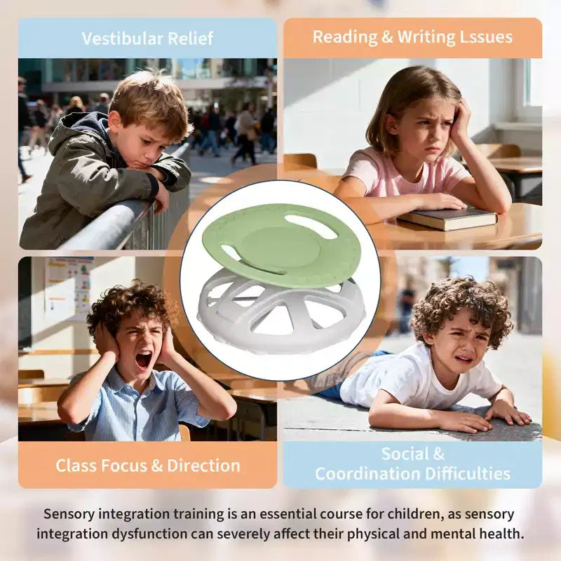 Kids Sensory Swivel Spinning Chair with Safety Handle and Non-Slip Base, Balance Training Chair