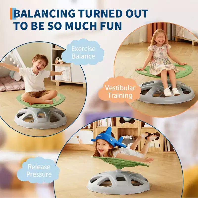 Kids Sensory Swivel Spinning Chair with Safety Handle and Non-Slip Base, Balance Training Chair