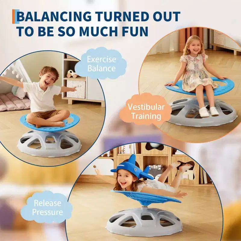 Kids Sensory Swivel Spinning Chair with Safety Handle and Non-Slip Base, Balance Training Chair