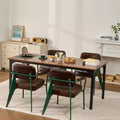 71 Inch Farmhouse Rectangle Dining Table for 6-8, Wood Top with Iron Legs, Rustic Brown