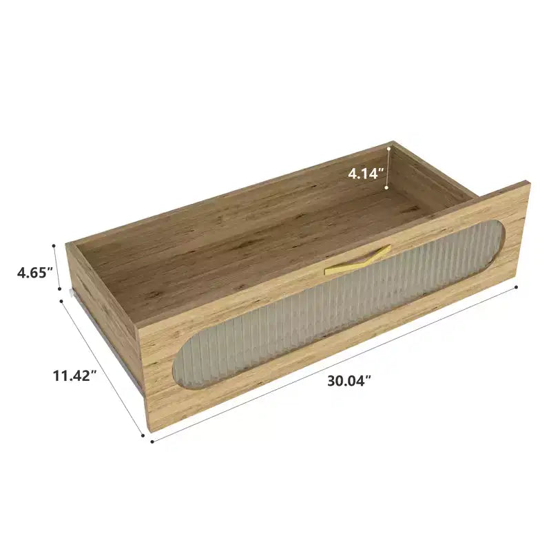 4-Drawer Dresser with Woven Wood Top, Gold Handles and Acrylic Door, Scratch-Resistant Storage Cabinet
